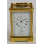 An early 20th century French brass repeater carriage clock,