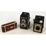 A vintage Delonta film camera in leather case, a further Coronet "Ambassador" example,