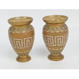 A pair of Doulton Lambeth Silicon "Mosaic Ware" small vases, by Eliza Simmance,
