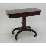 An early 19th century mahogany rosewood and satinwood crossbanded card table,