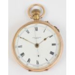 JOHN RUSSELL, LONDON; an early 20th century 9ct yellow gold cased open face crown wind pocket watch,