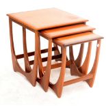 A G-plan nest of three tables, the square top 49.5 x 49.5cm.