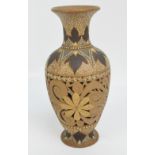 A Doulton Lambeth Silicon reticulated vase of baluster form, decorated by Edith Lupton,