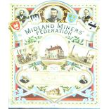 A coloured print of "Midland Miners' Federation" membership certificate, 59.