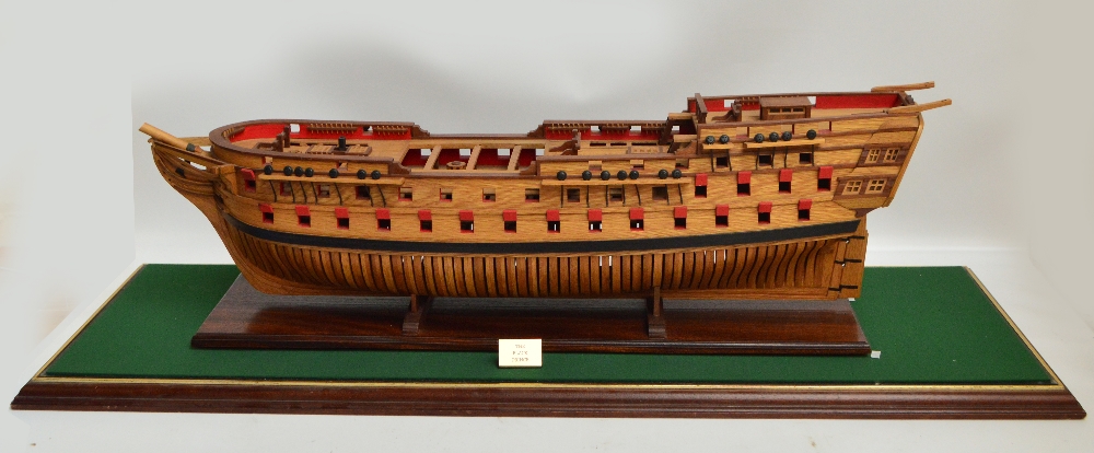 A scratch built model of "The Black Prince", unrigged and dockyard style, in perspex case,