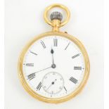 WL LAWSON, LIVERPOOL; an early 20th century 18ct gold cased open face crown wind pocket watch,