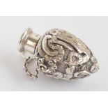 An Edward VII hallmarked silver chatelaine teardrop drop scent bottle with screw cap,