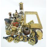 A group of various metalware to include horse brasses,