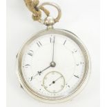 A late 19th century hallmarked silver open face key wind pocket watch,