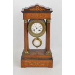 A late Victorian rosewood and inlaid eight day Portico clock,