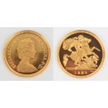 An Elizabeth II proof half sovereign, 1980, boxed.