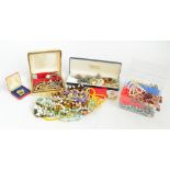 A quantity of costume jewellery including various brooches,