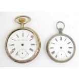 A late 19th/early 20th century German silver gilt cased open face crown wind pocket watch,