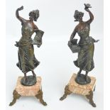 After AUGUSTE MOREAU; a pair of French 19th century spelter figures,