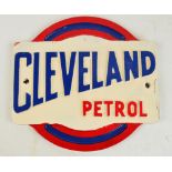 A wooden Cleveland petrol garage wall plaque, repainted, width 27cm.