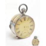 A rare late 19th/early 20th century silver cased open face crown wind pocket watch,