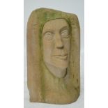 ANDREW "STONEFACE" VICKERS; a large sandstone carved head "Anorak", height 68cm.