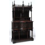 A large and impressive 19th century French oak Gothic side cabinet,