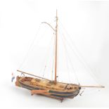 A scratch built model of a Dutch barge, "Vabel", on stand, length 72cm.