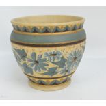 A Doulton Lambeth jardinière, hand painted with floral sprays by Edith Rogers,