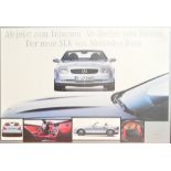 A 1990s Mercedes Benz SLK German promotional poster, 58 x 82.5cm, framed and glazed.