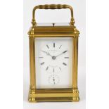 A 19th century French brass repeater carriage clock,
