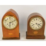 Two early 20th century mahogany and inlaid mantel clocks,