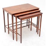 A 1960s Danish rosewood nest of three tables, the largest top 56.5 x 36.5cm.