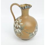 A Doulton Lambeth Silicon globular ewer with high loop handle,