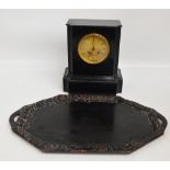 A late 19th century French ebonised eight day mantel clock with circular dial set with Roman
