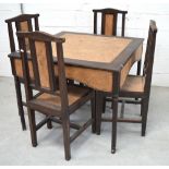 A Thai colonial dining table, width 103cm and a matching set of four chairs (5).