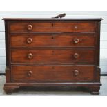 A Georgian mahogany bachelor chest of four drawers on bracket feet, width 107cm.