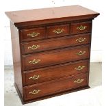 A reproduction five drawer chest of drawers with brass handles, width 93cm.