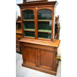 A Victorian mahogany chiffonier bookcase on plinth base, width approx 110cm.