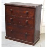 A 19th century chest of drawers, two long drawers over one deeper drawer on plinth base, 94 x 104cm.