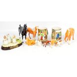 A quantity of Beswick items comprising two standing Palomino horses,