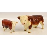 Two Beswick figures; a Hereford bull and a Hereford cow "Ch. of Champions" (2).