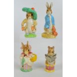 Four large Royal Albert Beatrix Potter figures; "Peter with Red Pocket Handkerchief",
