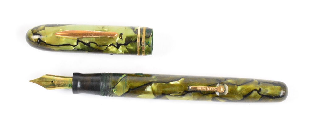 A Conklin fountain pen in moss agate green marbled body and with Nichroma iridium point nib, - Image 2 of 3