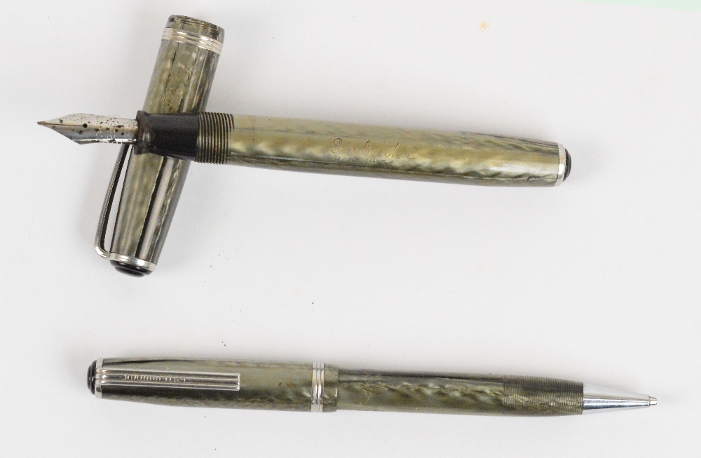 An Esterbrook fountain pen and pencil set in grey/light green pearl body, - Image 2 of 3