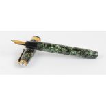 A Conway Stewart Executive 60 fountain pen with hatched green marble body and 14ct gold duro nib,