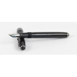 An Esterbrook black bodied fountain pen with stainless steel trim, length 12cm.