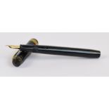 A Conway Stewart 388 fountain pen with black body and 14ct gold nib, length 12.5cm.