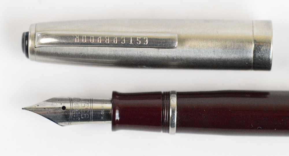 An Esterbrook fountain pen with maroon body and steel cap, length 13cm. - Image 3 of 3