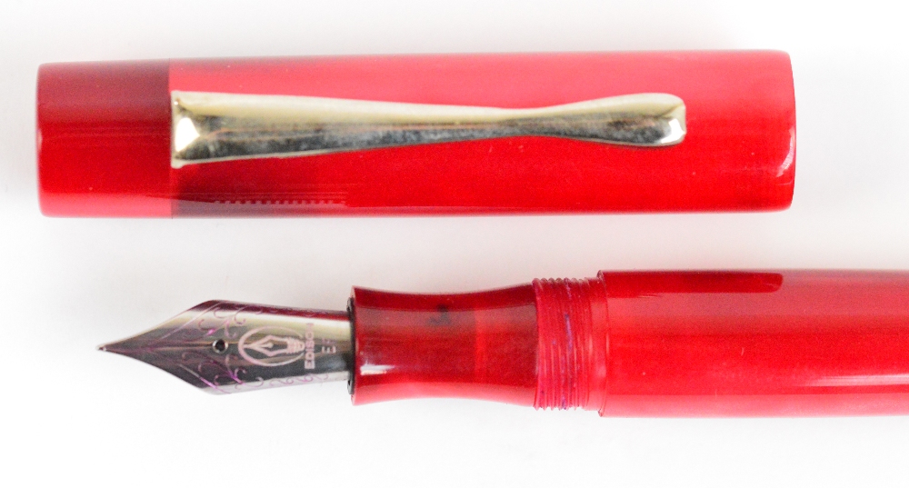 An Edison Pen Co "Hudson" fountain pen with ruby body and nib inscribed "EF", length 15.3cm. - Image 3 of 3
