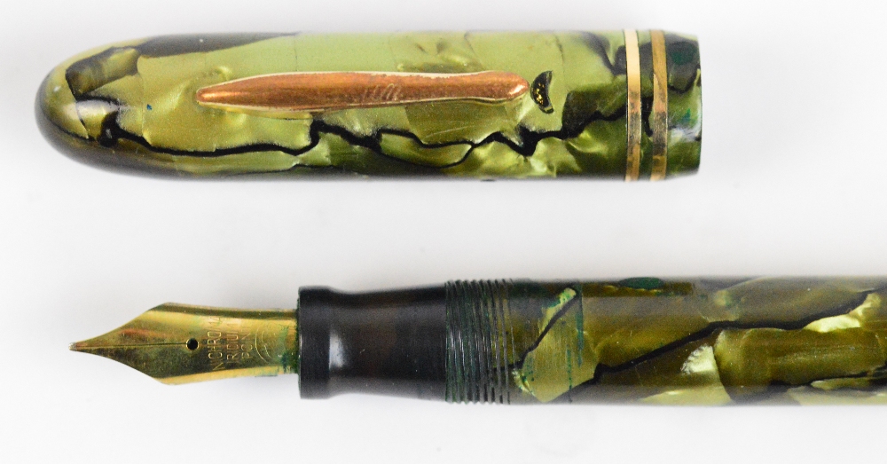 A Conklin fountain pen in moss agate green marbled body and with Nichroma iridium point nib, - Image 3 of 3