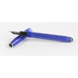 An Esterbrook fountain pen with blue vertical striped body and stainless steel trim, length 12.9cm.