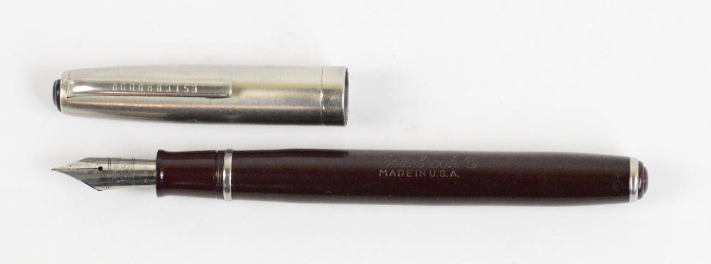 An Esterbrook fountain pen with maroon body and steel cap, length 13cm. - Image 2 of 3