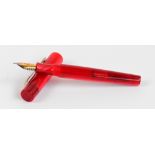 An Edison Pen Co "Hudson" fountain pen with ruby body and nib inscribed "EF", length 15.3cm.