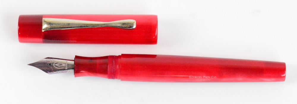 An Edison Pen Co "Hudson" fountain pen with ruby body and nib inscribed "EF", length 15.3cm. - Image 2 of 3